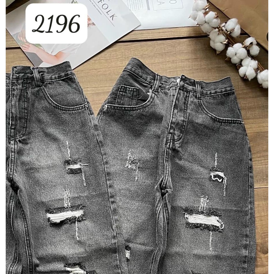 Quần Jean Baggy Xám Rách Big Size (60-85kg) | BigBuy360 - bigbuy360.vn