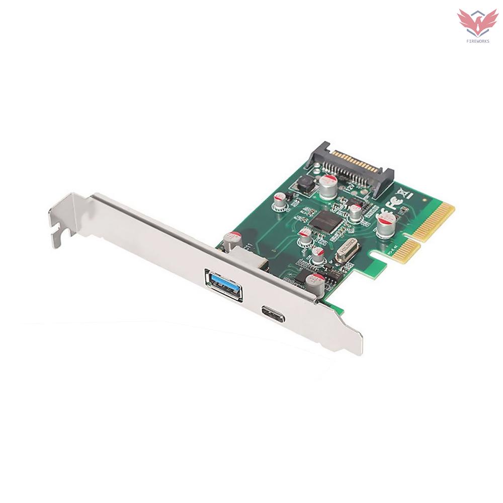 Thẻ Chuyển Đổi Mở Rộng Pci-E Sang Usb 3.1 Type A + Type C 10gbps Cho Máy Tính Bàn