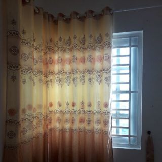 Rèm Cửa Sổ họa tiết lụa hoa hồng cao cấp rộng 1m5 cao 2m