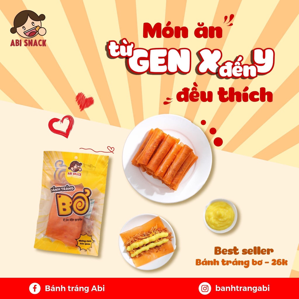 SIÊU PHẨM BÁNH TRÁNG BƠ ABI 150G MUA 3 TẶNG 1 KHẨU TRANG