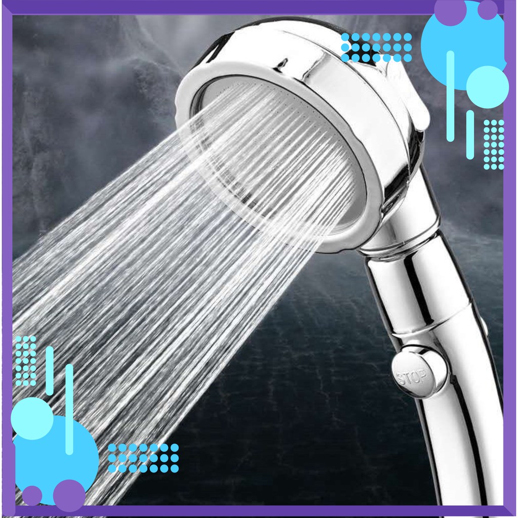 (PK) Bộ vòi hoa sen tăng áp nhẹ Mạ Bạc 3 chế độ nước - xoay 360 độ cao cấp