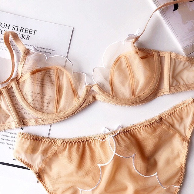 Bộ Đồ Lót Ren Lưới Siêu Mỏng Có Gọng Không Đệm S140