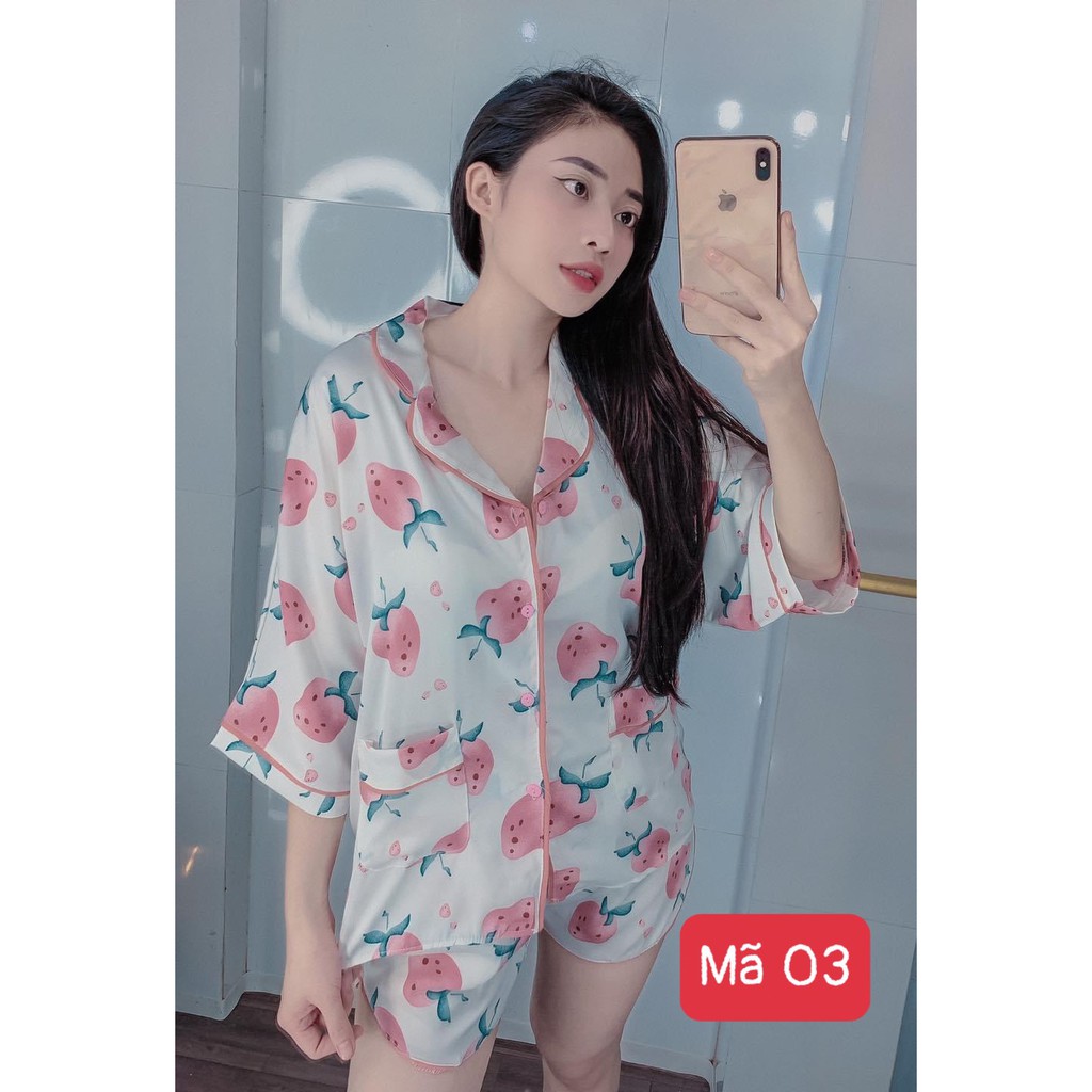 Bộ đùi mặc nhà cute, bộ pyjama đùi lụa cao cấp