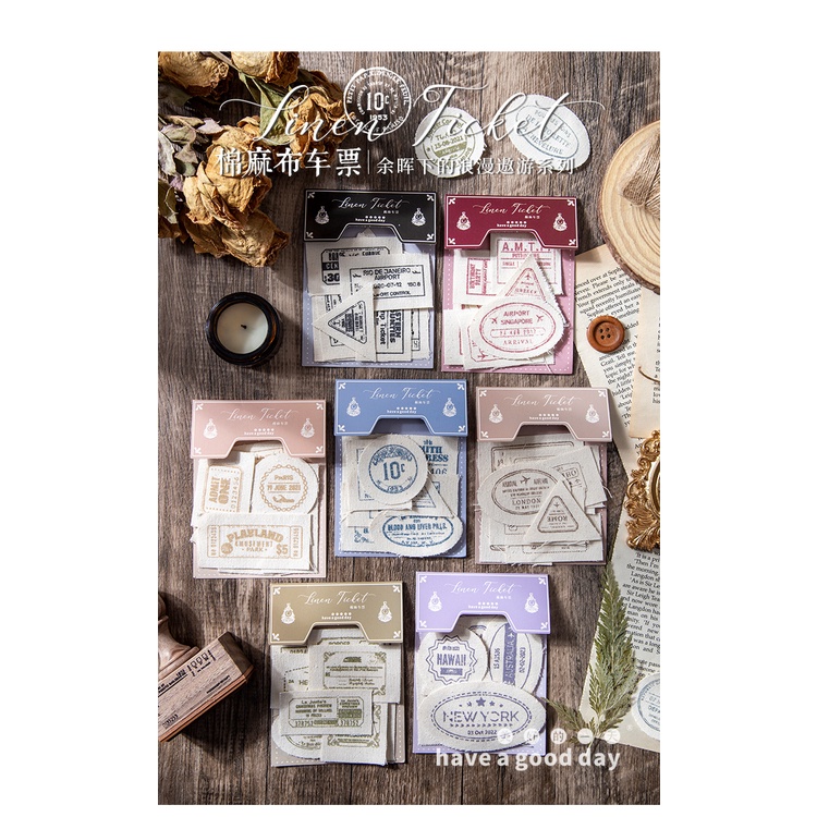 Set 10 tấm trang trí chất liệu cotton lanh sáng tạo dùng trang trí thủ công cho văn phòng phẩm/ đồ dùng học tập