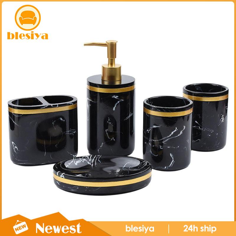 Bộ 5 Giá Đỡ Bàn Chải Đánh Răng Họa Tiết Đá Cẩm Thạch Màu Trắng Tiện Dụng Cho Phòng Tắm