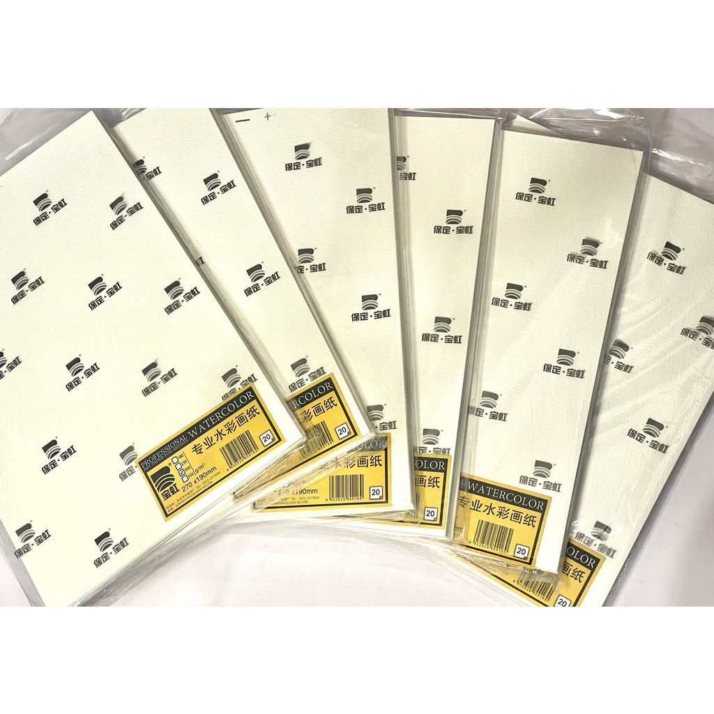 Giấy Vẽ Màu Nước BAOHONG 300gsm bột gỗ Vân Rough (xấp 20 tờ)