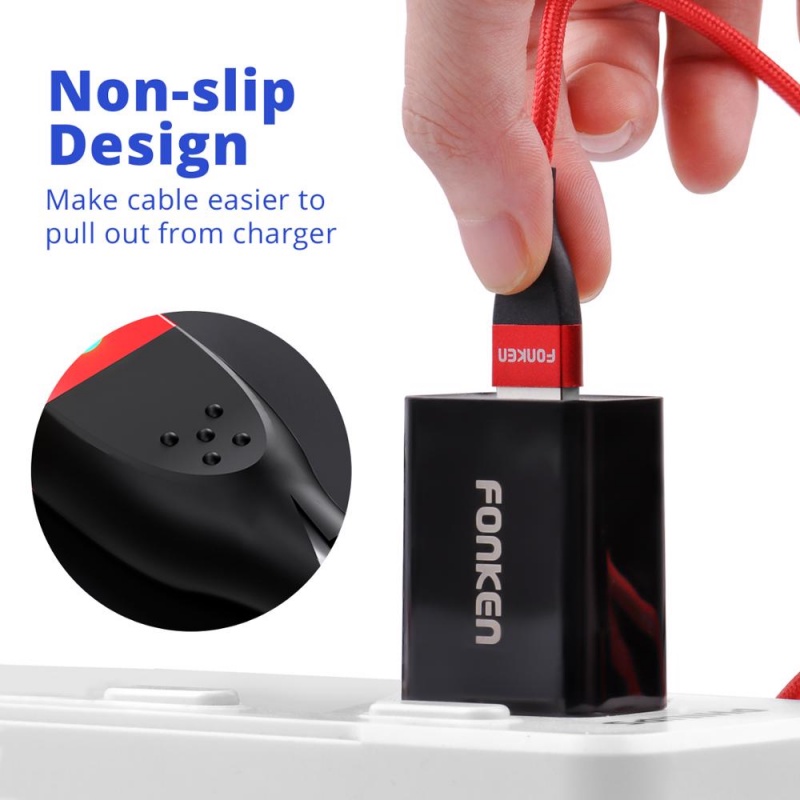 Cáp Sạc FONKEN Tốc Độ Nhanh Đầu USB Type C Dài 1m 2m Cho Điện Thoại