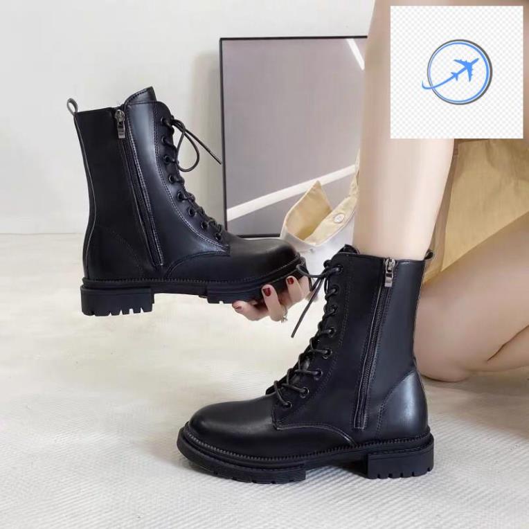 sẵn/ Giày 2 KHOÁ KÉO đen /giày oxford đen🖤boot da đen, boot lolita 💚