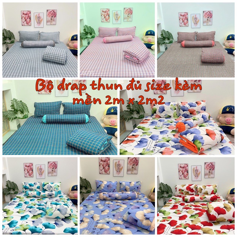 bộ drap thun đủ size kèm mền 2m x 2m2