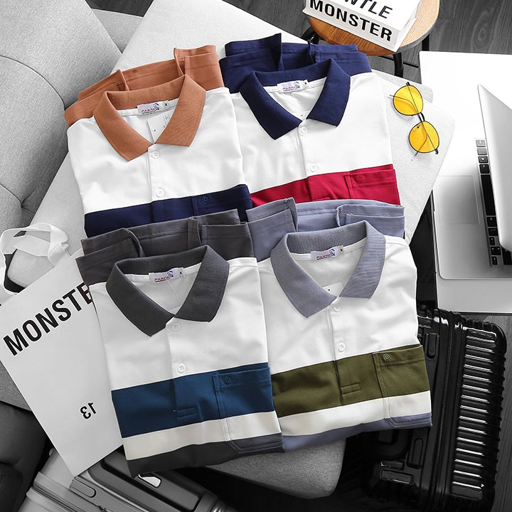 Áo thun kẻ sọc PAPA túi nam | BigBuy360 - bigbuy360.vn