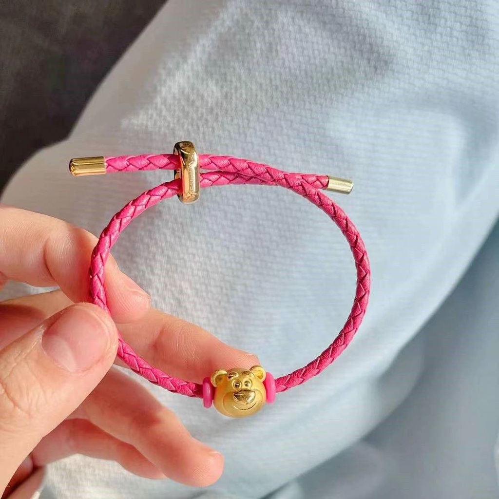 Vòng Tay Bạc 925 Hình Gấu Dâu Tây Disney Không Phai Màu RMVC