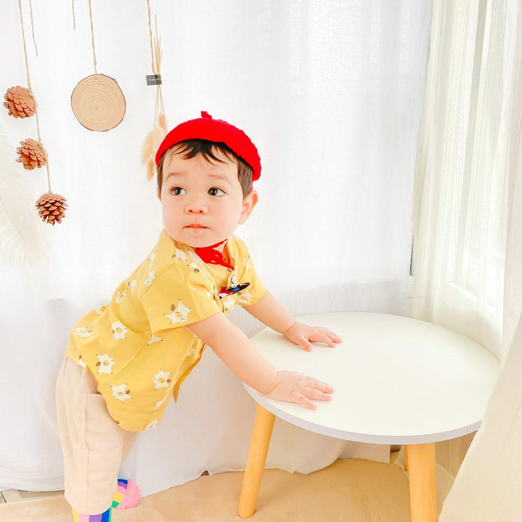 Set Áo Sơ Mi + Quần Short Phong Cách Nhật Hàn Thời Trang Cho Bé Trai