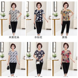 Đồ bộ nữ 💖FREESHIP💖 Đồ bộ thun nữ trung niên, quần lửng áo cộc tay cổ tròn