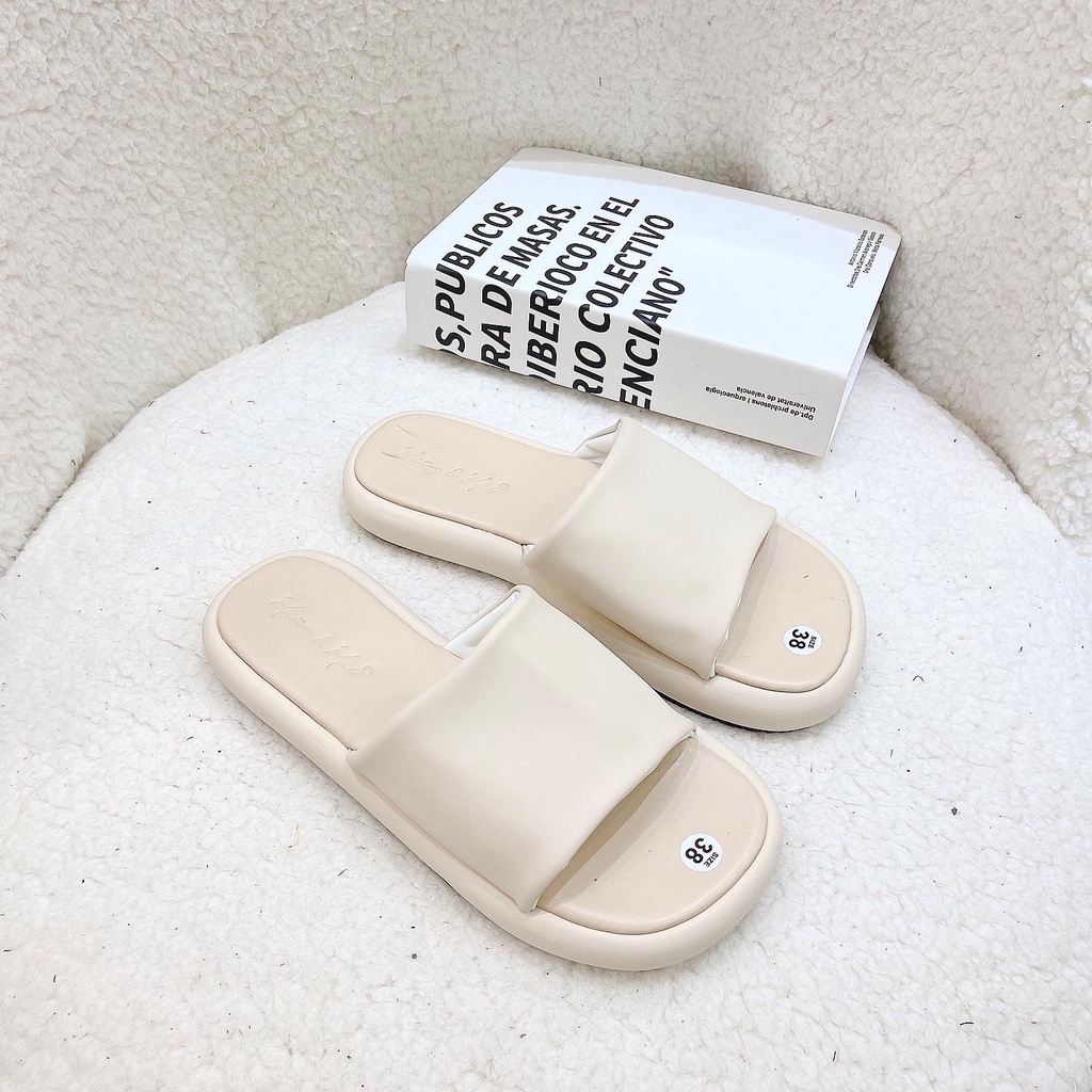 Dép quai ngang nữ bảng da kiểu dáng đơn giản trẻ trung