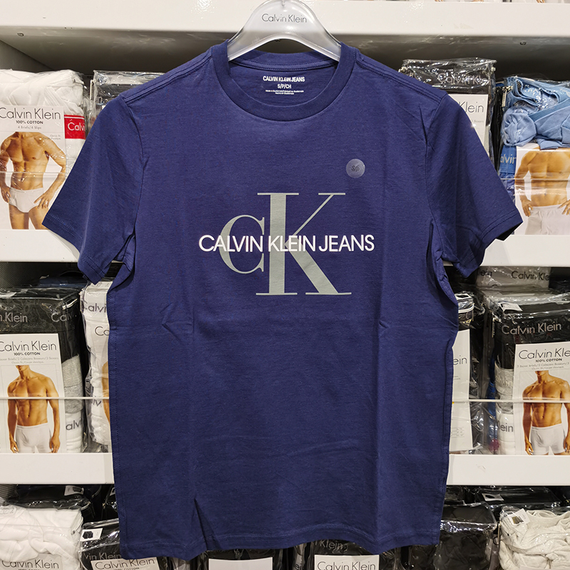 Áo Thun 100% Cotton Tay Ngắn Cổ Tròn In Họa Tiết Calvin Klein Ck Thời Trang Xuân Hè Cho Nam