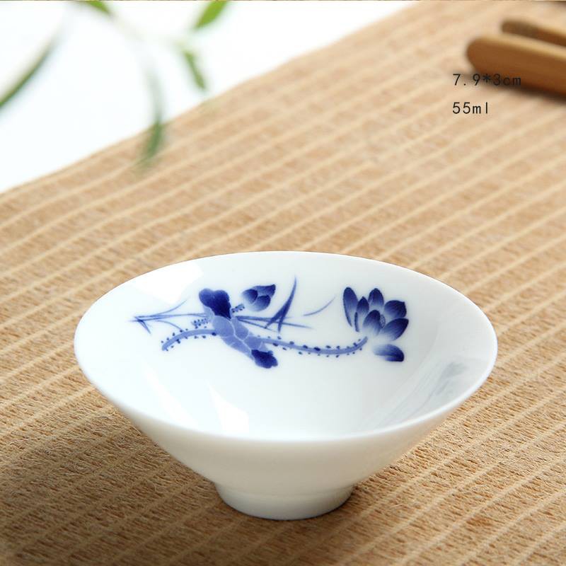 Chén sứ Cảnh Đức dáng nón họa tiết vẽ tay dùng uống trà Trúc Vân Lâu