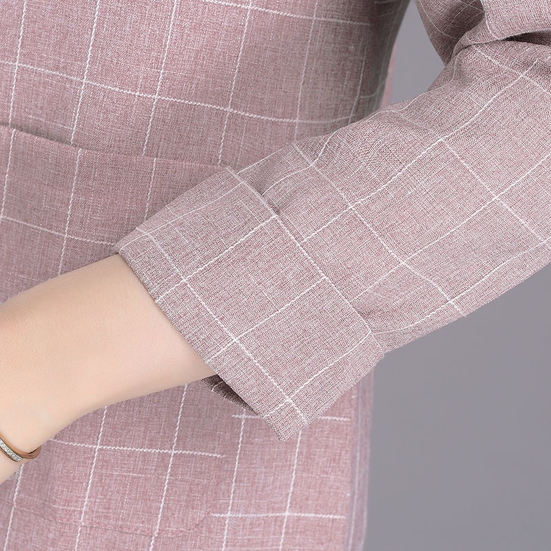 Áo khoác vest dáng ngắn họa tiết kẻ sọc thời trang xuân thu 2021 dành cho nữ