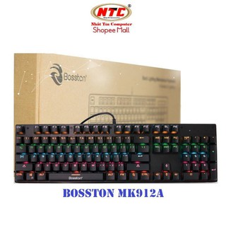 Bàn phím cơ chuyên game Blue Switch Bosston MK912 / MK912A / VM01 - thay đổi 9 chế độ đèn Led (Đen) - Hãng phân phối