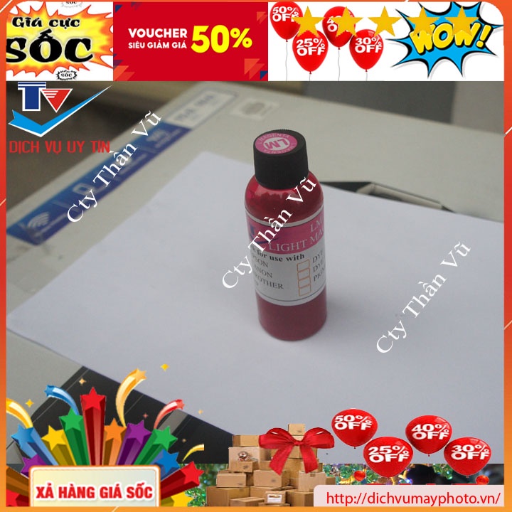 Mực pigment UV loại 100ml cho máy in phun màu chất lượng cao in bám dính decal Amazon chuẩn màu bền đầu in