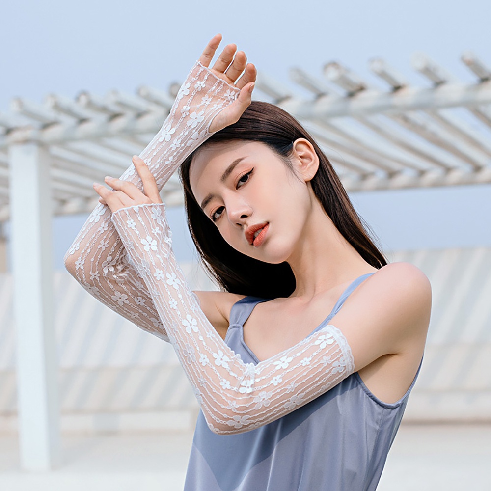 Găng tay vải ren họa tiết hoa chống nắng nhiều màu tùy chọn tiện dụng cho nữ khi đi câu cá/xe đạp/chạy bộ/thể thao