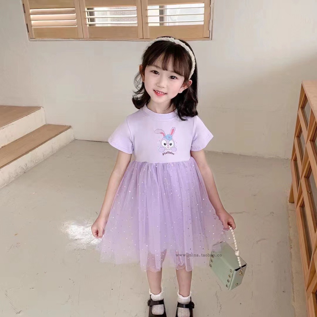 Đầm Công Chúa Ngắn Tay In Họa Tiết StellaLou Thời Trang Mới Dành Cho Bé Gái 2022