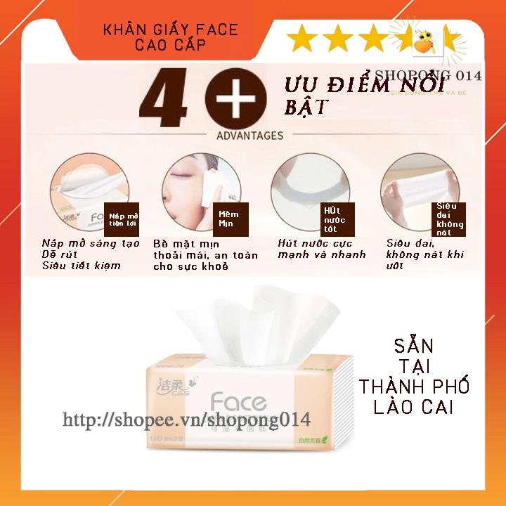 Giấy ăn FACE hồng thùng 18 gói 120 tờ 3 lớp