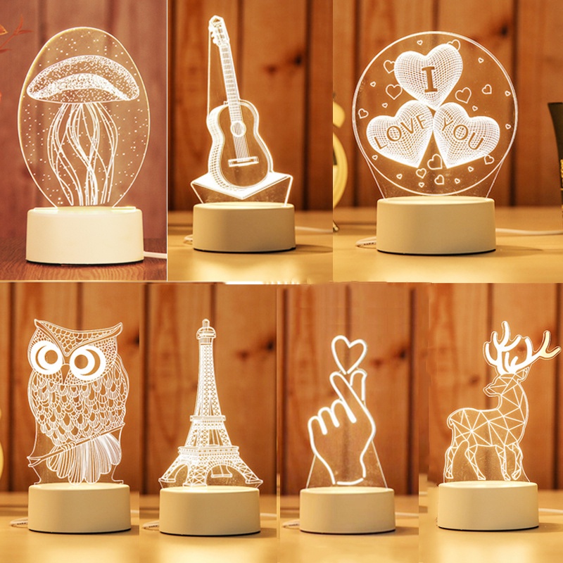 Đèn ngủ LED 3D bằng acrylic thiết kế độc đáo tiện dụng cho ngày cưới