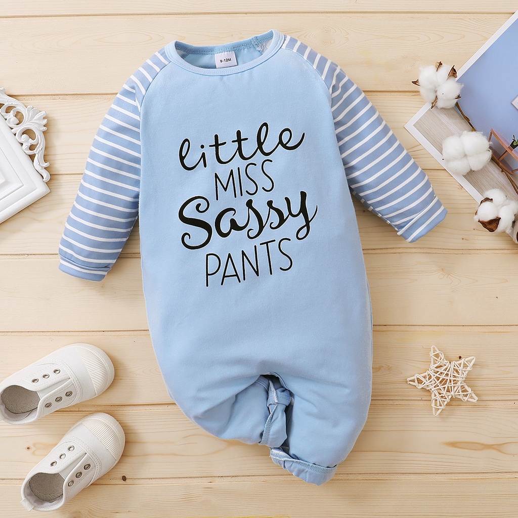 Mikrdoo Đồ Áo Liền Quần Sọc Ngang Cho Bé Mới Sinh