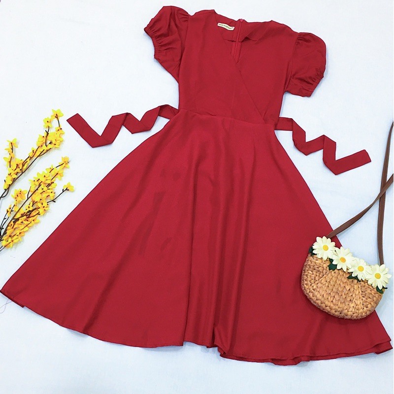 Đầm đỏ form dài cổ V (kèm hình thật) | BigBuy360 - bigbuy360.vn