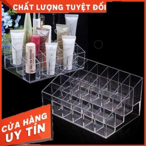 [ Bán Lẻ Giá Sỉ ] Khay Đựng Son, Khay Để Son, Đồ Trang Điểm Để Bàn 24 Ô Nhựa Mika Trong Suốt Siêu Đẹp, Siêu Tiện Dụng