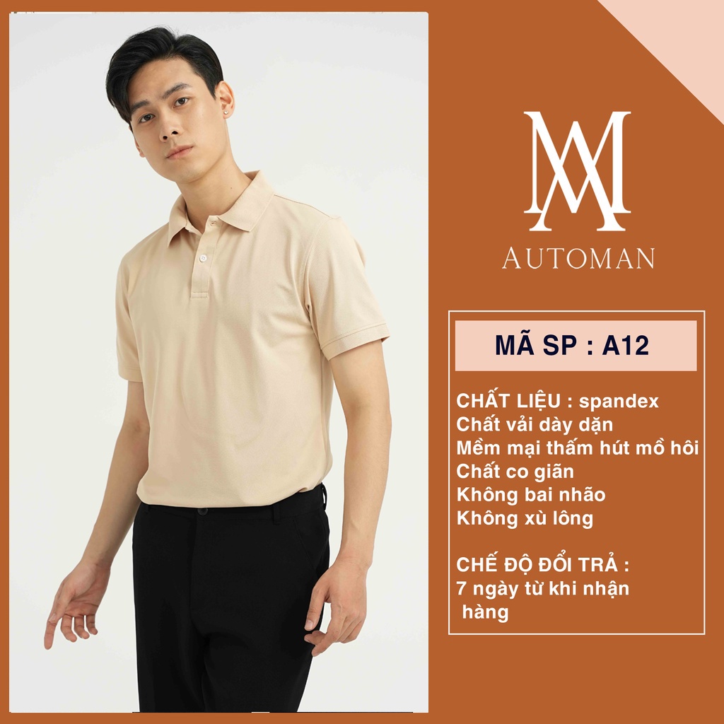 Áo Thun Polo Nam Basic cổ bẻ vải Cá Sấu Cotton cao cấp chuẩn form nhiều màu AUTOMAN A12