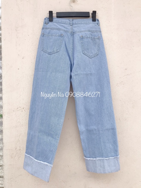 [HÌNH THẬT] Quần jeans gấp lai lưng siêu cao | BigBuy360 - bigbuy360.vn