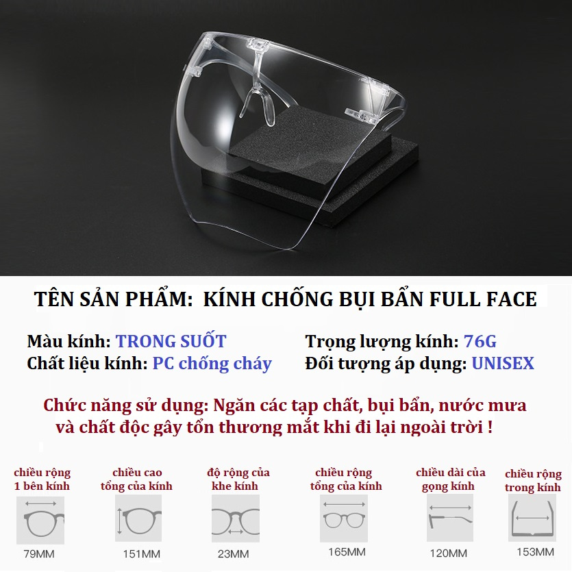 Kính bảo hộ chống giọt bắn phòng dịch Chống bụi khói Bảo vệ mắt khi lái xe Bảo hộ xe máy chống sương mù