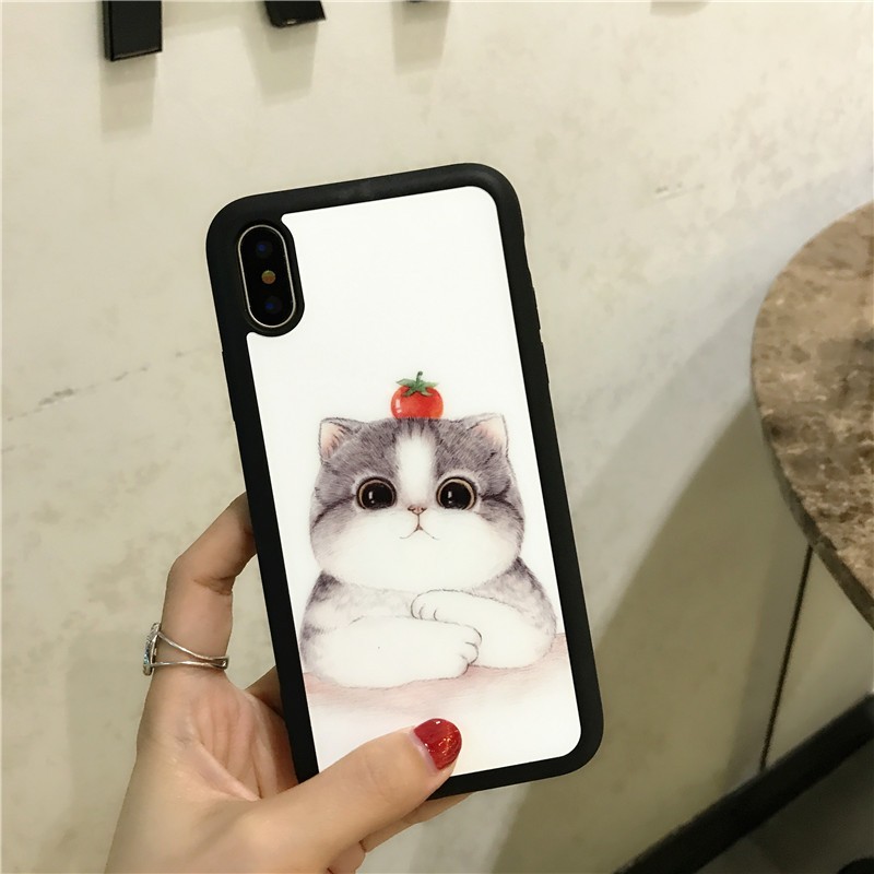 Ốp lưng điện thoại nhựa mềm iPhone 5 5s se 6 6S Plus 7plus 8plus hình mèo Mirror Cat phone Case