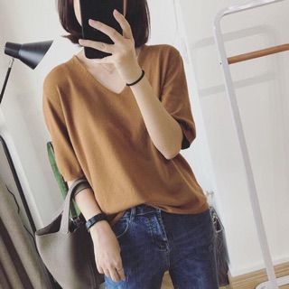 Áo cổ tim tay lỡ -tay dài