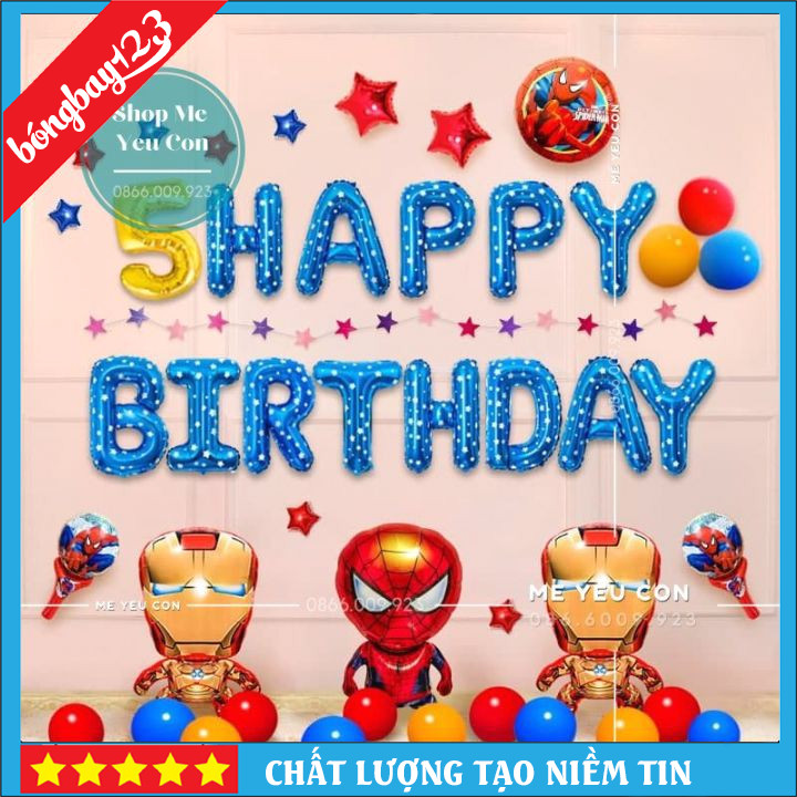 Set Bóng Sinh Nhật Siêu Nhân, Spider Man Cho Bé Trai, ComBo Bóng Bay Sinh Nhật Siêu Đẹp 🎁SIÊU PHẨM🎁