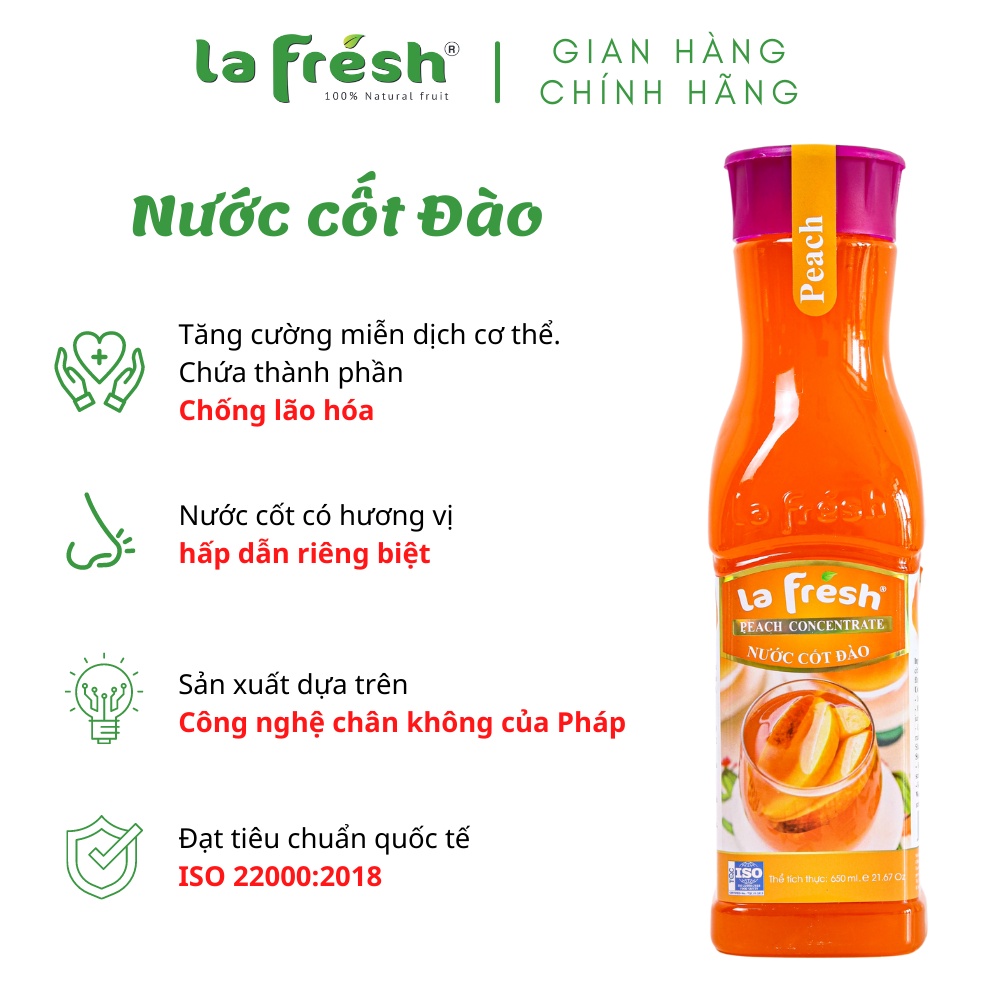 Nước Cốt Đào Lafresh Đà Lạt Chai 650ml