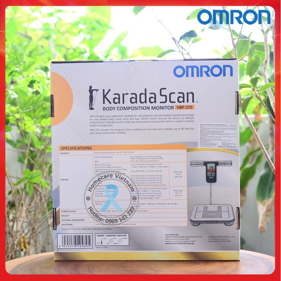 Máy đo thành phần cơ thể &amp; lượng mỡ OMRON HBF-375 chỉ số mỡ nội tạng, mỡ dưới da, cơ xương, HBF 375 chính hãng 2 năm