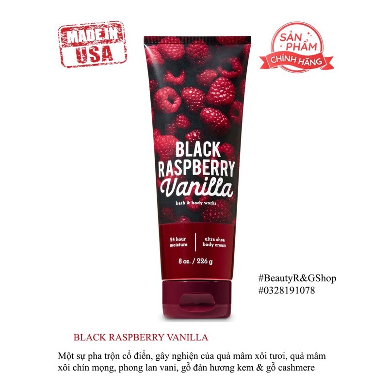 Bath & Body Works - sữa dưỡng thể : BLACK RASPBERRY VANILLA