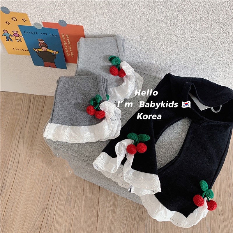 Quần Legging Ống Loe Phối Ren Thời Trang Mùa Thu 2022 Cho Bé Gái