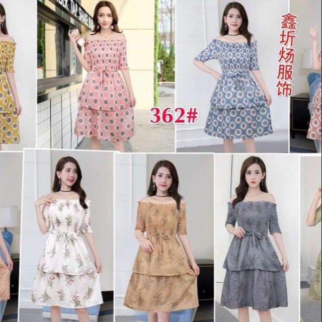 Váy đũi hoa tầng vai bện