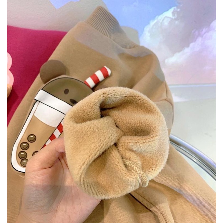 Áo Hoodie Lông Cừu Dày Tay Dài Cổ Tròn In Hình 3D Thời Trang Xuân Thu Hàn Quốc Mới 2022 Dành Cho Bạn Gái