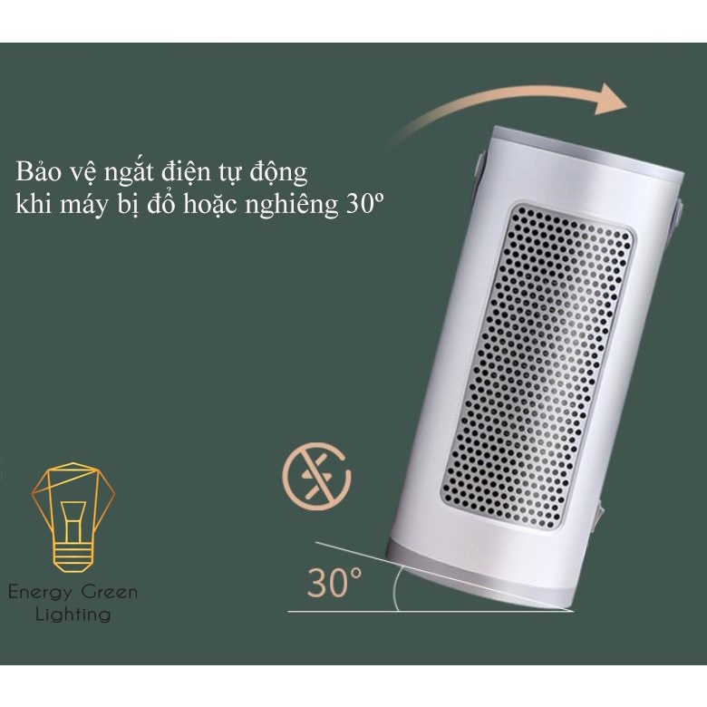 Máy sưởi Để Bàn C13,C14 Quạt Sưởi Mini Energy Green Lighting  - Công Nghệ Sưởi Gốm PTC-Làm Nóng Nhanh - Ion Âm - Có Điều
