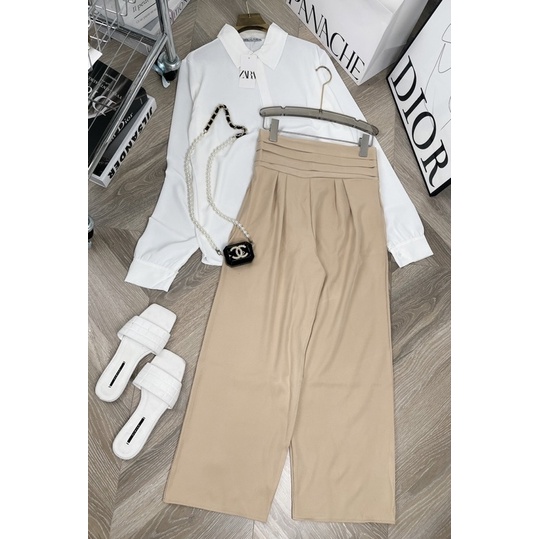 [ 𝐅𝐑𝐄𝐄 𝐒𝐇𝐈𝐏 ] SÉT ÁO SƠ MI TAY DÀI BỒNG MIX QUẦN CẠP LY . CHẤT SƠ MI LỤA QUẦN TUYẾT MƯA Ạ