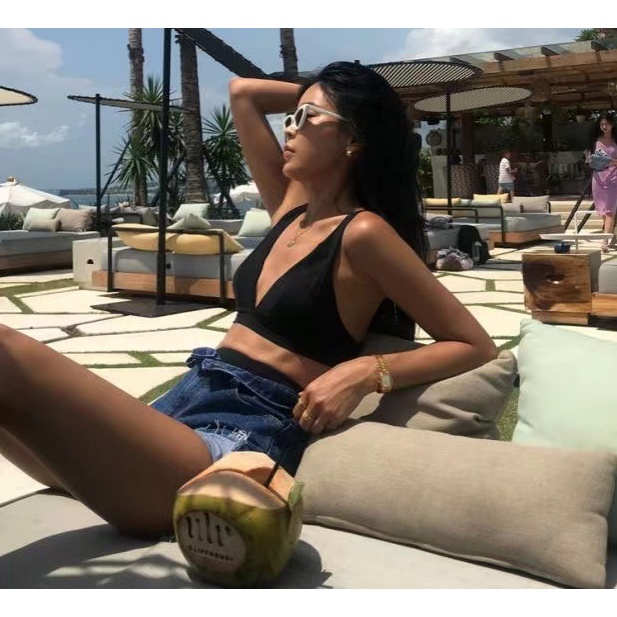 Bộ Đồ Bơi bikini Lưng Cao Màu Trơn Gợi Cảm Chất Lượng Cao Y15