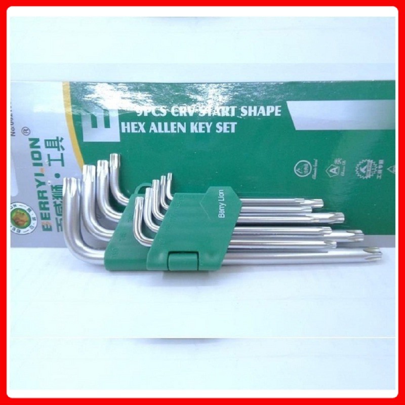 Bộ lục giác đầu bông 9 cây Berrylion-trắng dùng vặn Ốc Titan Gr5