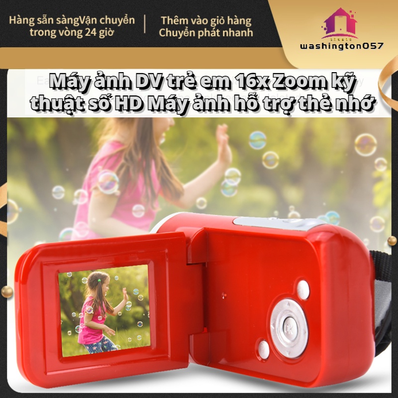 💯Có thể bán buôn😁 Máy quay phim 16X HD Digital Video Camera cho trẻ em cầm tay với màn hình LCD TFT 💖Hàng giao ngay💖Washington057