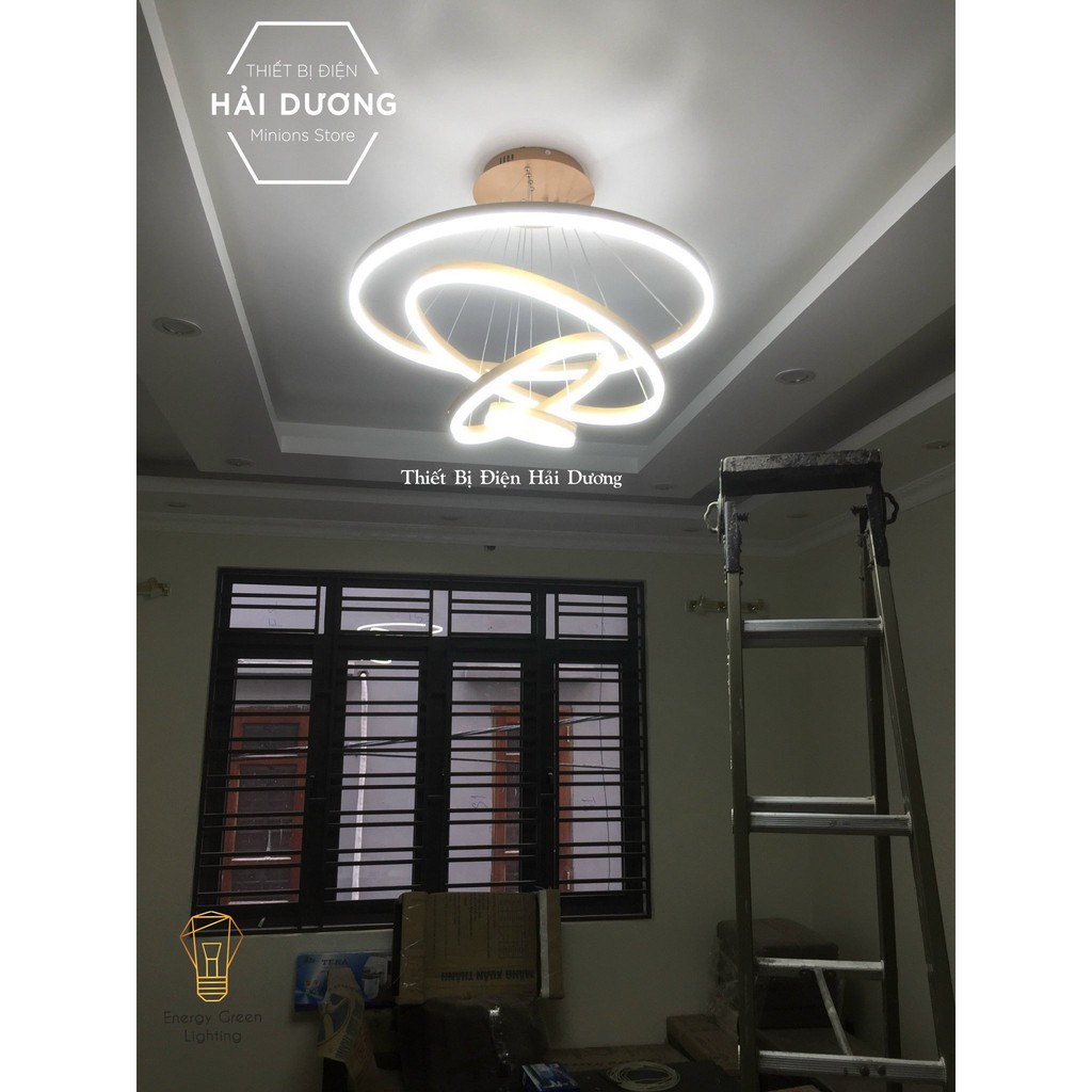 Đèn Thả Trần 4 Vòng Đan Chéo Song Song TBD830 - 3 Chế Độ Ánh Sáng - Tăng Giảm Ánh Sáng - Điều Khiển Từ Xa