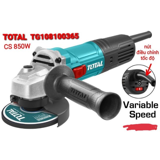Máy mài góc Total TG108100365, 220V/850W, 1.6kg, Điều chỉnh tốc độ