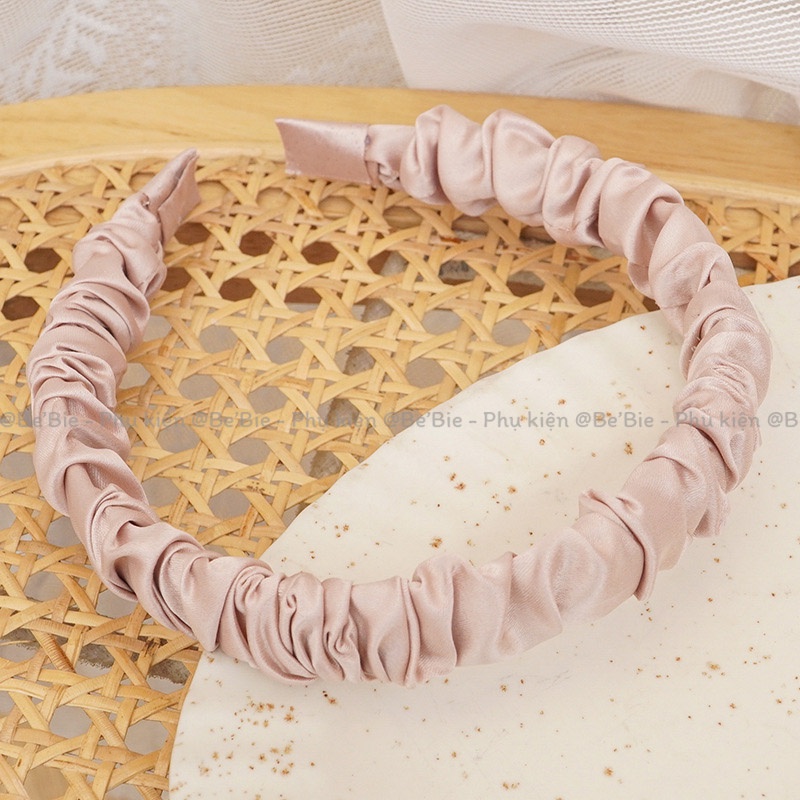 Cài tóc lụa satin nhún màu pastel gọng to BeBie - BP361